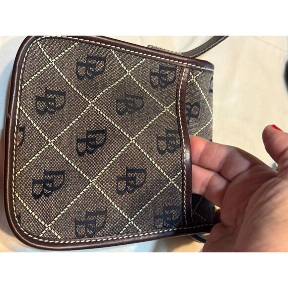Dooney & Bourke Brown Monogram Canvas Crossbody S Bag Leather Strap Snap Closure - Picture 6 of 9